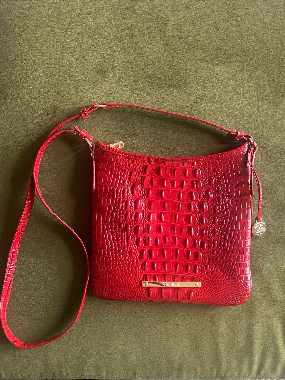 Brahmin Red Croc-Embossed Crossbody Bag